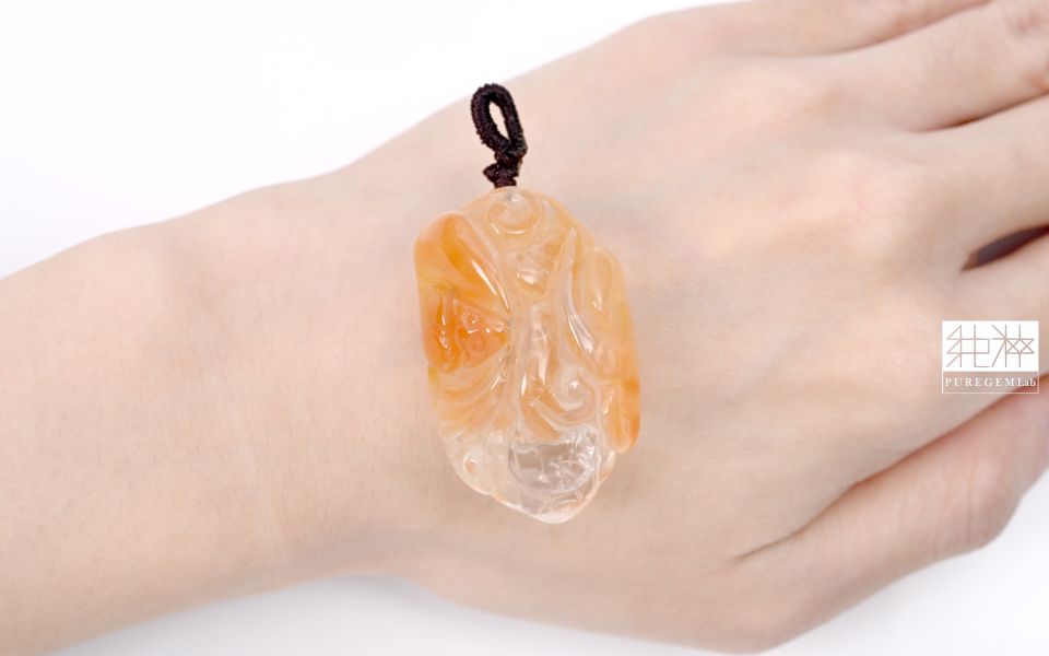 頂級天然黃兔毛福到如意墜 髮晶,黃髮晶,黃髮晶,黃兔毛髮晶,Quartz with Inclusions