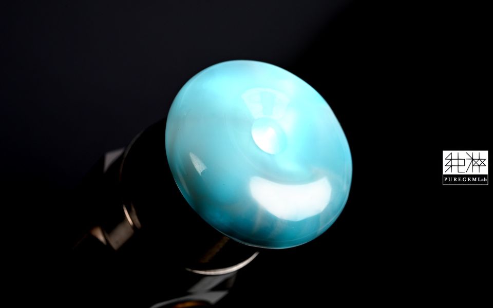 近乎全美級 / 頂級天然全玉化拉利瑪平安扣 拉利瑪,海紋石,Larimar,藍色針鈉鈣石,多明尼加共和國,亞特蘭提斯之石