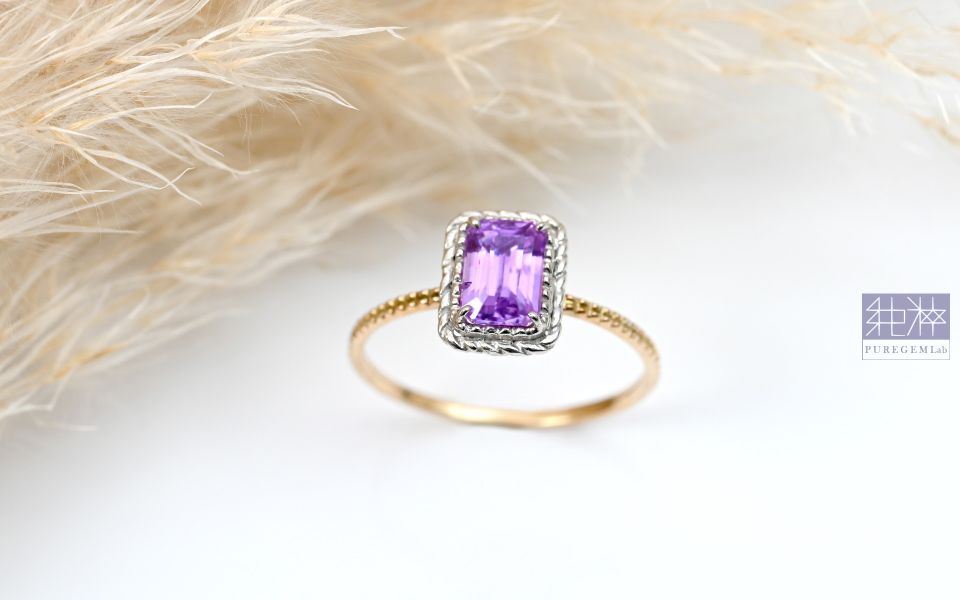 CGL證 / 頂級天然無燒紫羅蘭藍寶石雙色18K金戒 藍寶石,紅寶石,剛玉,彩色藍寶石,彩色剛玉,帕帕拉恰,黃色藍寶石、紫色藍寶石、綠色藍寶石 Corundum,Sapphire,Ruby,Padparadscha Sapphire,Fancy Sapphires