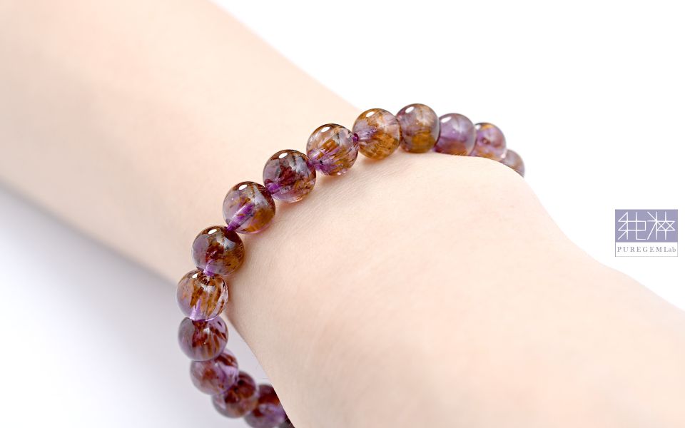 最高級數 / 頂級淨透濃郁紫鈦晶招貴人手珠 紫鈦水晶,Cacoxenite,Amethyst,Goethite