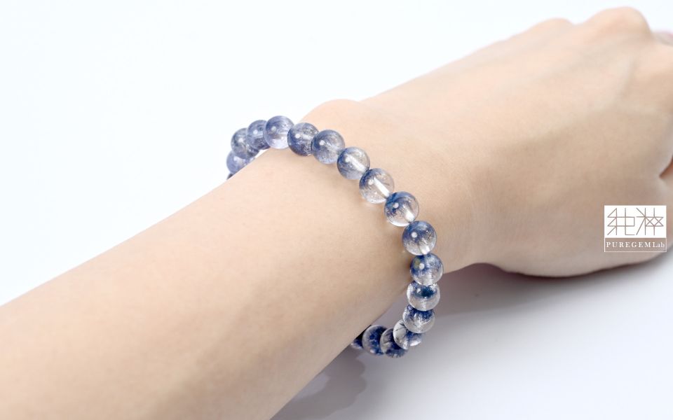 頂端稀少靛藍色藍線石聚寶盆水晶手珠 藍線石,藍線石水晶,藍髮晶,Dumortierite