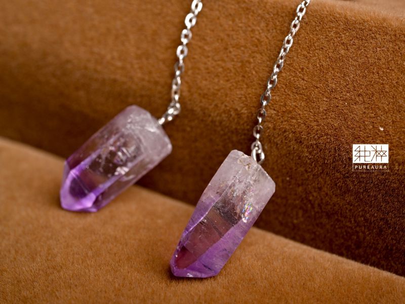 頂端稀有克魯茲紫晶體耳環 紫水晶,Amethyst