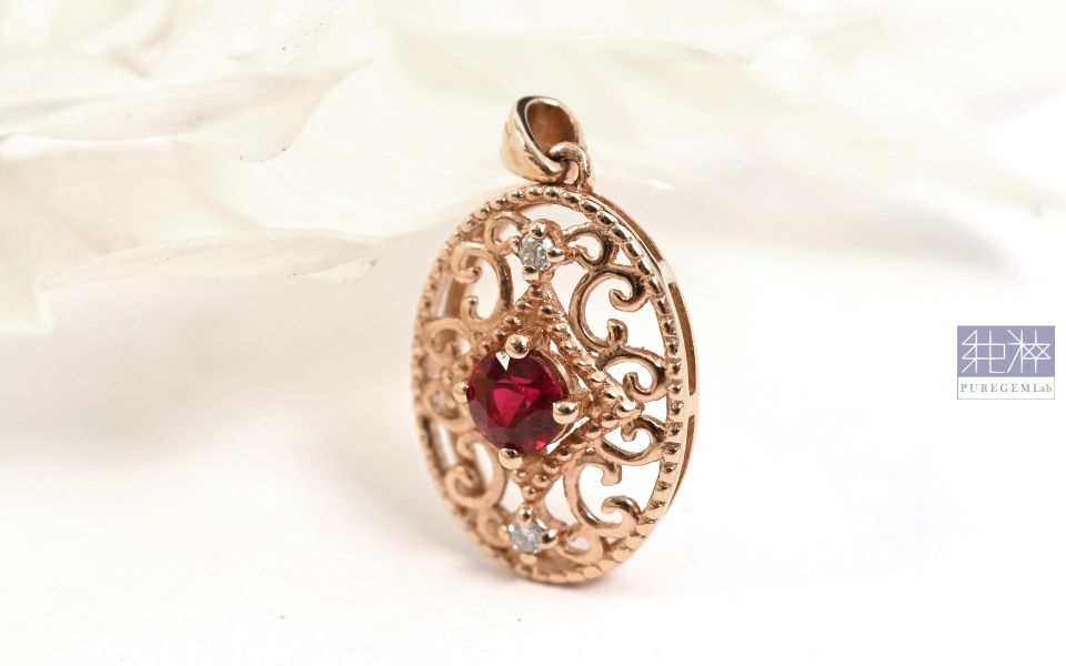 頂級天然古典精細掐絲工藝紅寶石真鑽18K金墜 紅寶石,Ruby,剛玉,Corundum