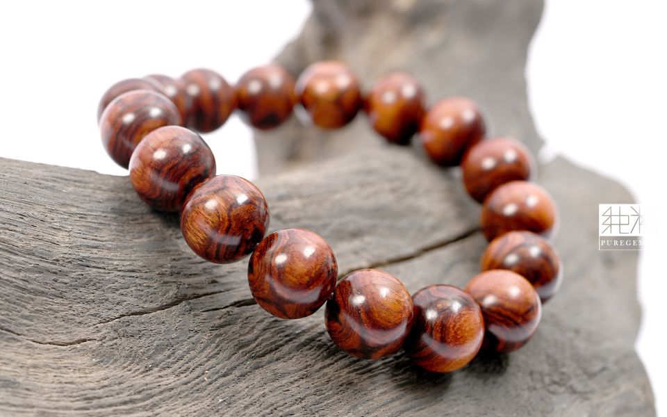 頂級降香正海南黃花梨稀有閃電紋對鬼眼手珠 海南黃花梨,鬼眼