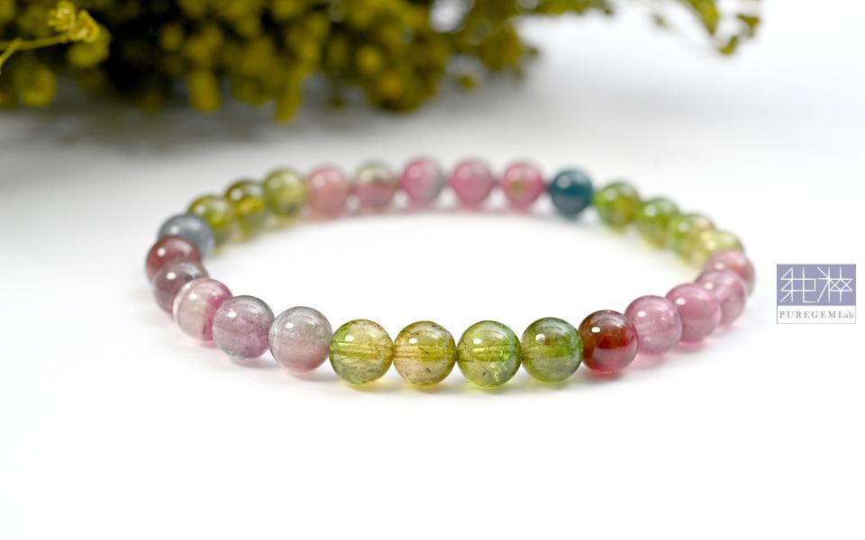 站長私藏 / 頂級老料雙色碧璽手珠 碧璽,電氣石,Tourmaline,帕拉伊巴藍碧璽,Rubylite,紅寶碧璽