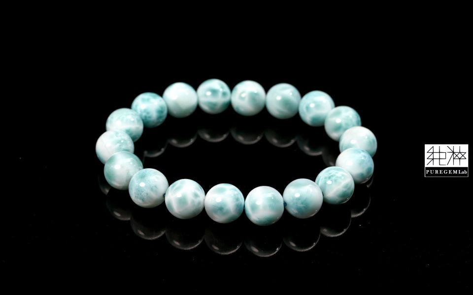 頂級天然多明尼加拉利瑪手珠 拉利瑪,海紋石,Larimar,藍色針鈉鈣石,多明尼加共和國,亞特蘭提斯之石