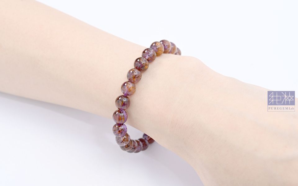 最高級數 / 頂級淨透濃郁紫鈦晶招貴人手珠 紫鈦水晶,Cacoxenite,Amethyst,Goethite