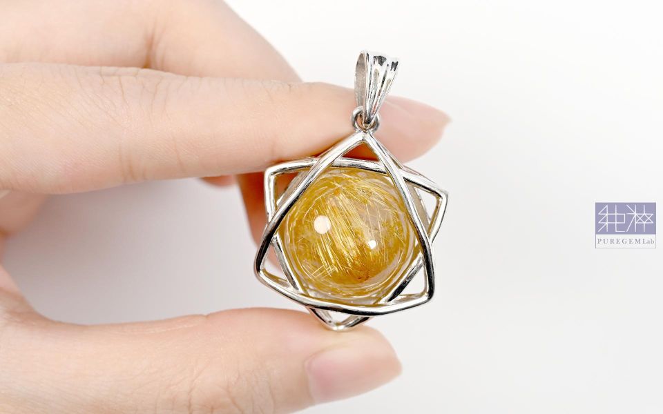 頂端天然通透體全滿鈦晶六芒星墜 鈦晶,Rutilated Quartz,金紅石,正財,偏財,避邪,水晶之王