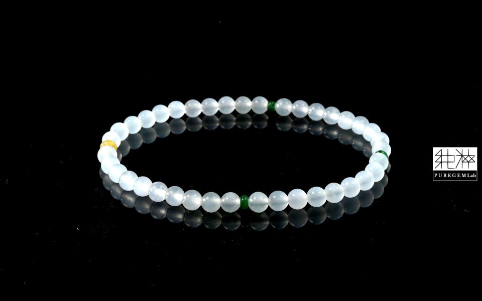 純粹寶石實驗室認證 / 頂級天然A貨正冰種白翡手珠 翡翠,玉,硬玉,jade,紫翡,黃翡,紅翡,陽綠,老坑,冰種,手鐲,平安扣,無事牌,緬甸,A貨
