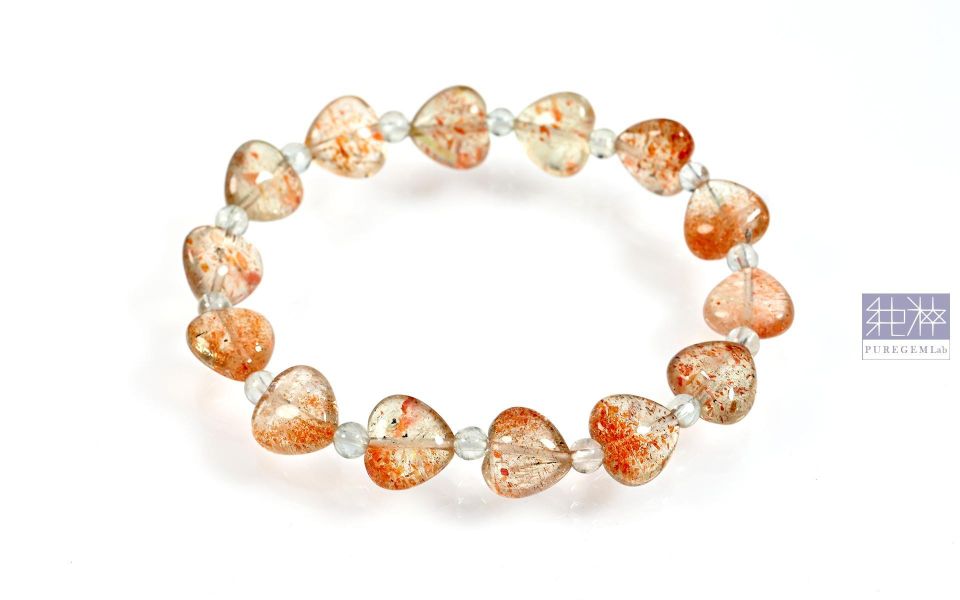 頂級天然綠晶體阿魯沙太陽石愛心手串 太陽石、日光石 Sunstone、阿魯沙太陽石、奧勒岡日光石