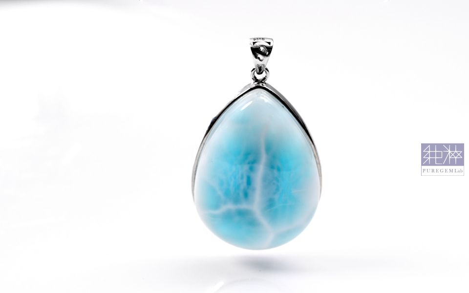 頂級濃郁全玉化拉利瑪純銀墜 拉利瑪,海紋石,Larimar,藍色針鈉鈣石,多明尼加共和國,亞特蘭提斯之石