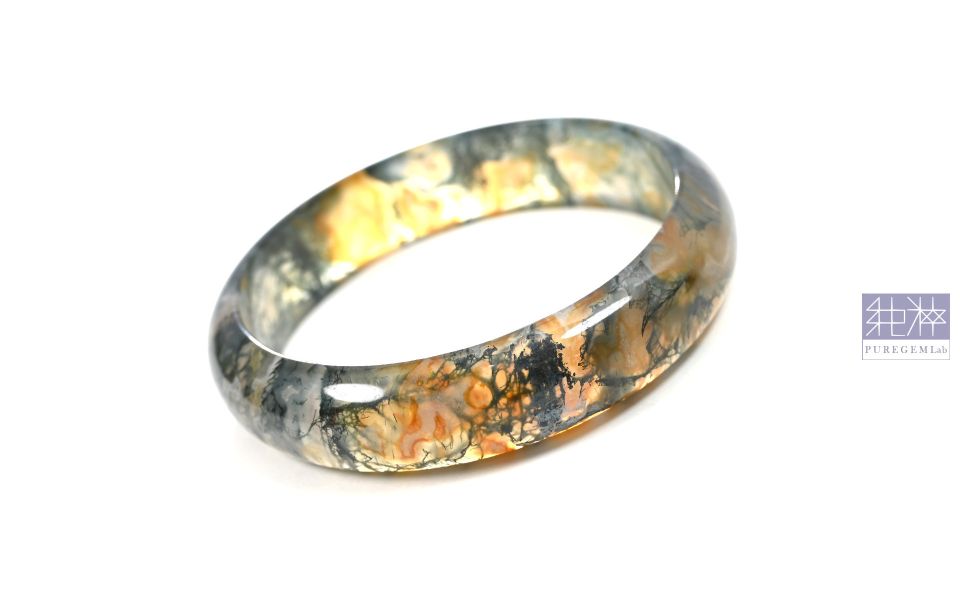 頂級天然草入瑪瑙藝術感手鐲 瑪瑙,玉髓,山水瑪瑙,草入瑪瑙