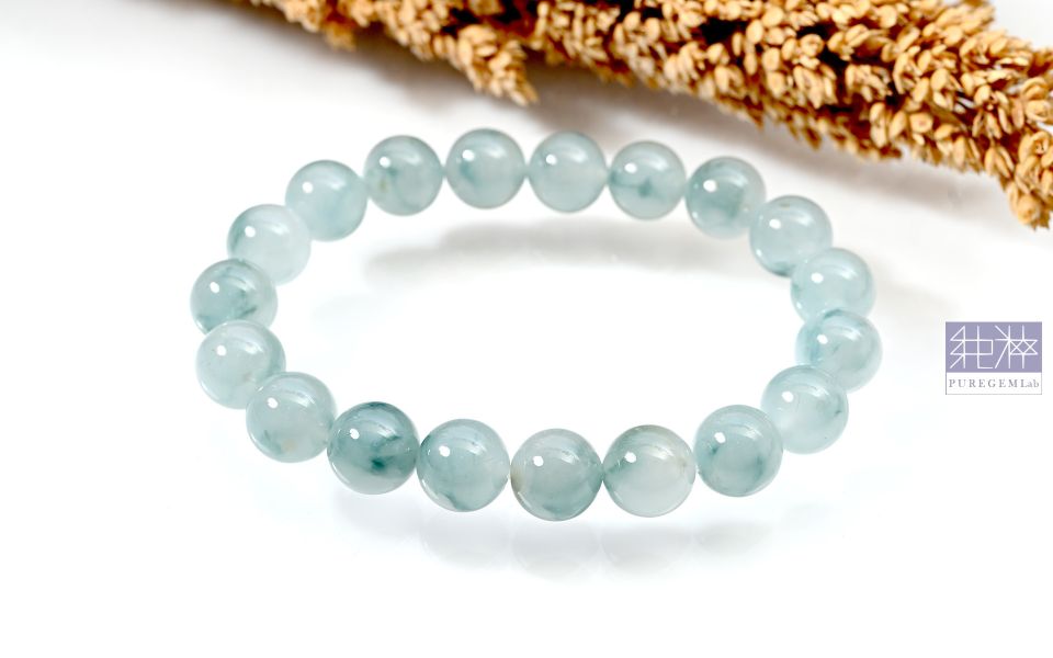 純粹寶石實驗室 / 頂級天然A貨冰種晴水飄藍翠花翡翠手珠 翡翠,玉,硬玉,jade,紫翡,黃翡,紅翡,陽綠,老坑,冰種,手鐲,平安扣,無事牌,緬甸,A貨