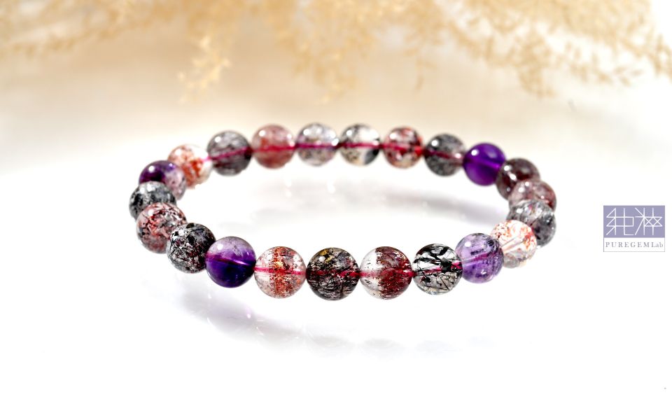 最高級別 / 頂級淨透版濃郁彩超七手珠 紫水晶,Amethyst,超七,Suber Seven,超七草莓,超七骨幹,三輪骨幹水晶,煙花超七,紫超七,黑超七,紅超七,毒液彼岸花水晶