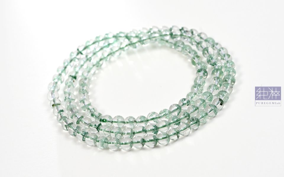 頂級逸品 / 頂端淨體翠幽金字塔三圈手珠 幽靈水晶,幻影水晶,異象水晶,綠幽靈,翠幽靈,金字塔 Phantom Crystal、Ghost Crystal