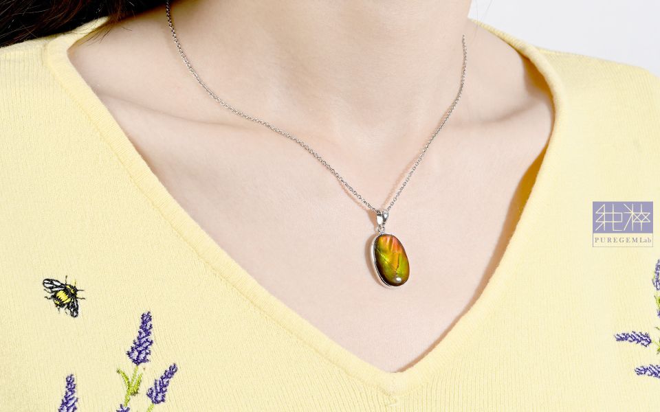 頂級彩斑菊石純銀墜 馬達加斯加彩斑菊石,菊石,彩斑菊石