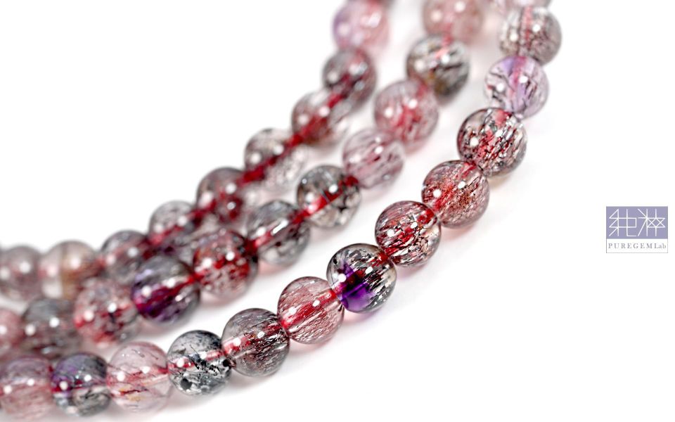 頂級天然彩煙花超七三圈手珠 紫水晶,Amethyst,超七,Suber Seven,超七草莓,超七骨幹,三輪骨幹水晶,煙花超七,紫超七,黑超七,紅超七,毒液彼岸花水晶