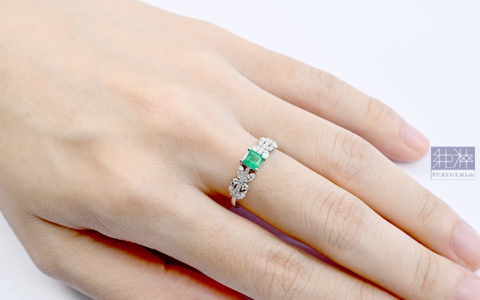 GUILD 產地大證 / 頂級天然潘杰希爾Verdant沃頓璀璨閃爍評級祖母綠18K金真鑽戒 祖母綠,達畢茲,Emerald,Trapiche,五月誕生石,哥倫比亞,無油祖母綠