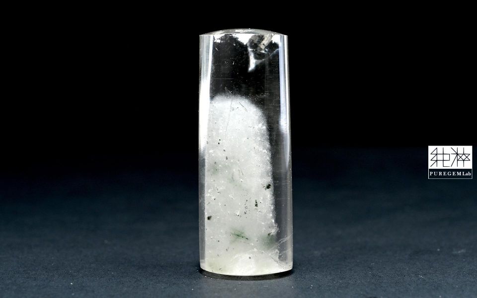 頂端天然稀有白兔毛共生綠幽靈金字塔圓章 髮晶,白髮晶,銀髮晶,白兔毛髮晶,Quartz with Inclusions