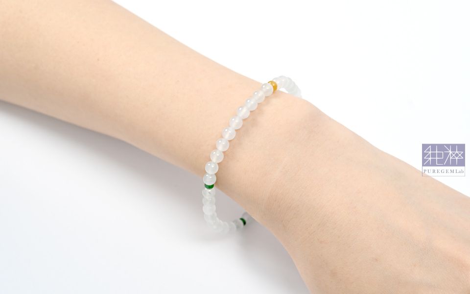 純粹寶石實驗室認證 / 頂級天然A貨正冰種白翡手珠 翡翠,玉,硬玉,jade,紫翡,黃翡,紅翡,陽綠,老坑,冰種,手鐲,平安扣,無事牌,緬甸,A貨