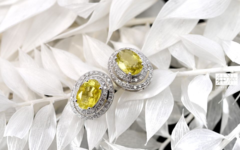 CGRL證 / 頂級天然稀有 Canary Yellow 金絲雀黃碧璽18K真鑽耳環 金絲雀黃碧璽,Canary Yellow,鑽石