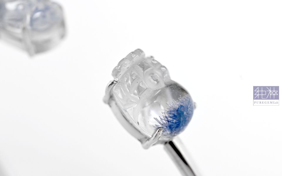 純粹出品 / 頂極淨透藍線石貔貅純銀手環 藍線石,藍線石水晶,藍髮晶,Dumortierite