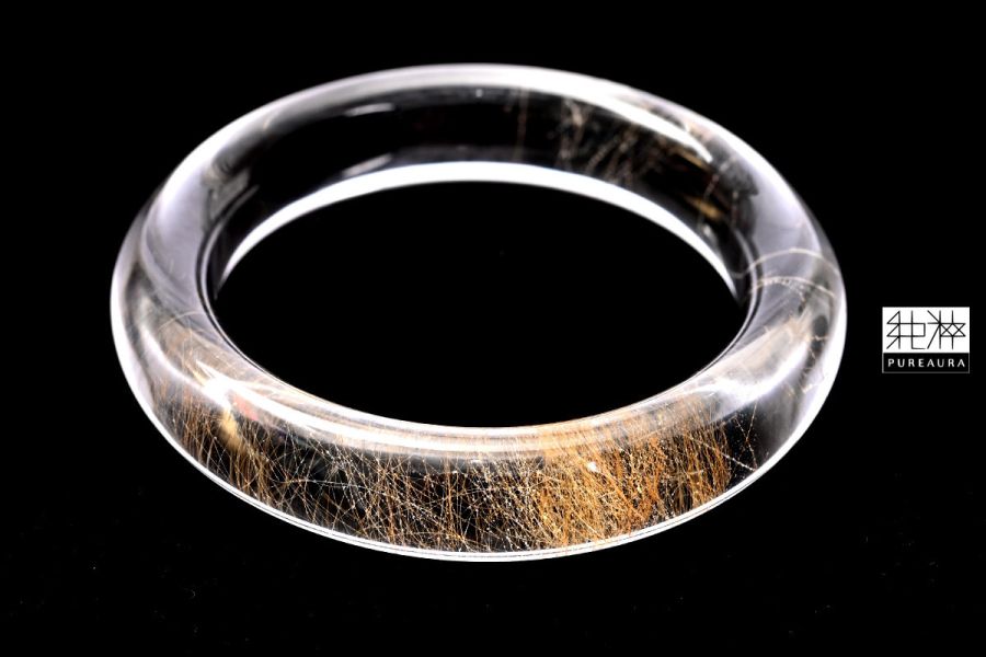 直播-稀有藏品/頂級激光料金絲髮綴白幽靈手鐲 激光料、金絲髮、白幽靈、手鐲