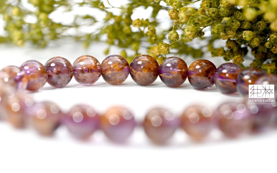 最高級數 / 頂級淨透濃郁紫鈦晶招貴人手珠 紫鈦水晶,Cacoxenite,Amethyst,Goethite