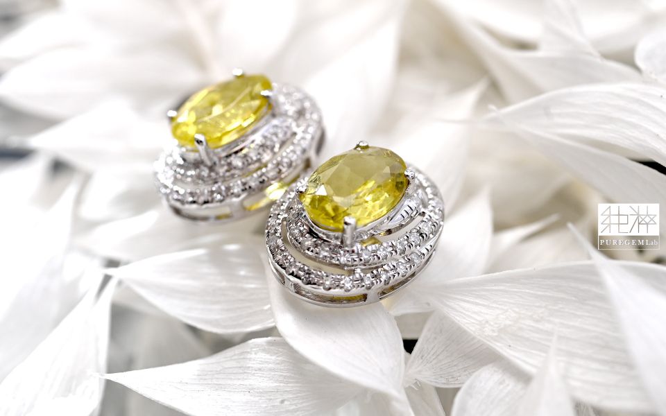 CGRL證 / 頂級天然稀有 Canary Yellow 金絲雀黃碧璽18K真鑽耳環 金絲雀黃碧璽,Canary Yellow,鑽石