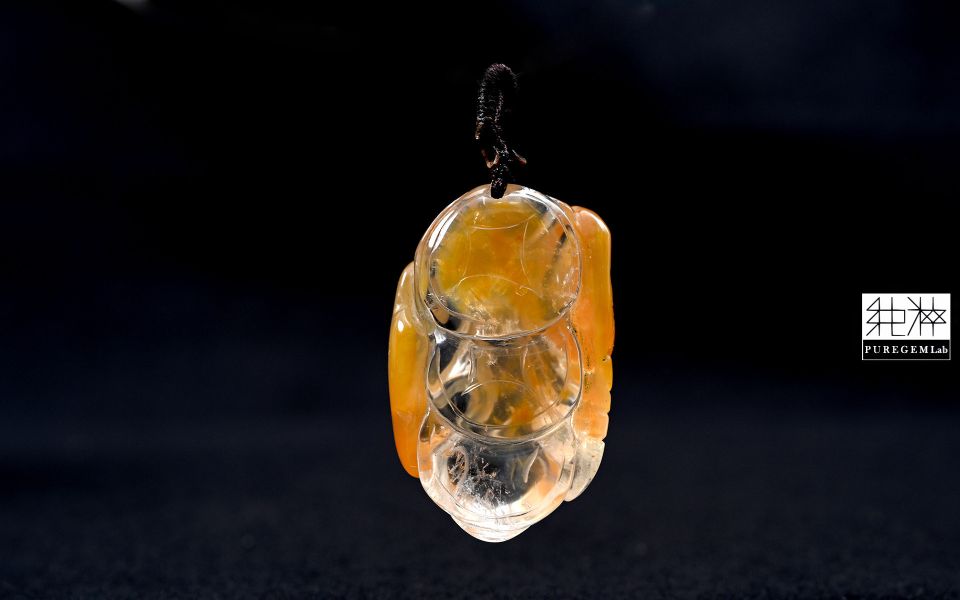 頂級天然黃兔毛福到如意墜 髮晶,黃髮晶,黃髮晶,黃兔毛髮晶,Quartz with Inclusions