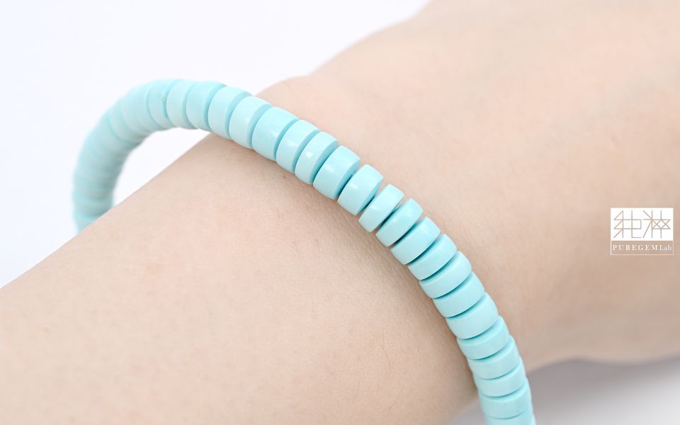 最高級數 / 頂級天然高瓷度天空藍湖北綠松石手鍊 綠松石,土耳其石,高瓷松石,鐵線松石,泡松石,Turquoise