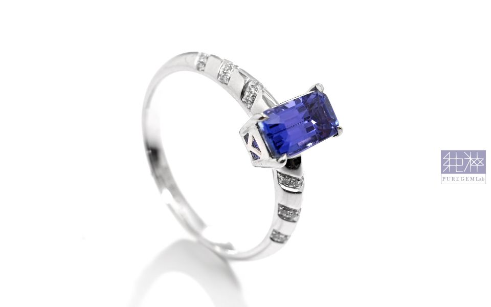 GRC證 / 絕稀收藏品 / 頂端稀有矢車菊藍紫色 Cornflower Blue 丹泉石18K金鑽戒 丹泉石,坦桑石,Tanzanite,Tiffany