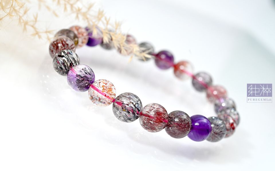 最高級別 / 頂級淨透版濃郁彩超七手珠 紫水晶,Amethyst,超七,Suber Seven,超七草莓,超七骨幹,三輪骨幹水晶,煙花超七,紫超七,黑超七,紅超七,毒液彼岸花水晶