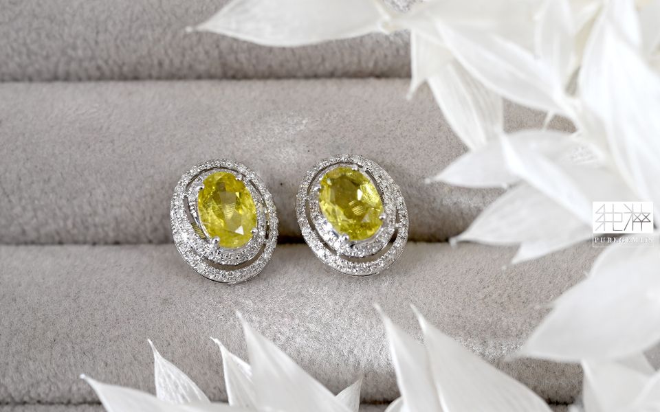 CGRL證 / 頂級天然稀有 Canary Yellow 金絲雀黃碧璽18K真鑽耳環 金絲雀黃碧璽,Canary Yellow,鑽石