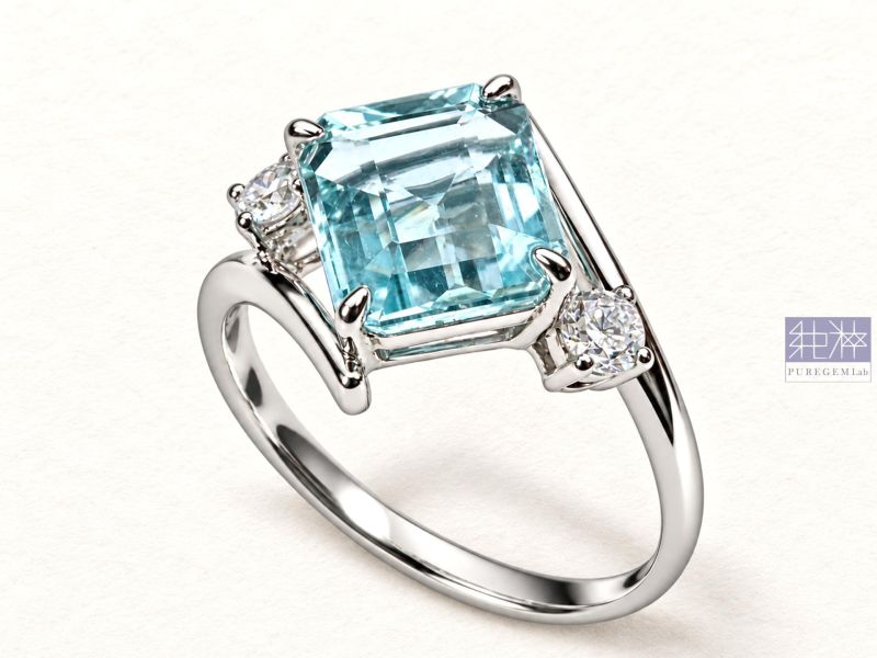 CGRL證 / 頂級天然聖瑪莉亞海藍寶18K金真鑽戒 海藍寶石,Aquamarine,綠柱石,熱處理,摩根石,祖母綠,聖瑪利亞,Santa Maria 聖瑪利亞海藍寶石