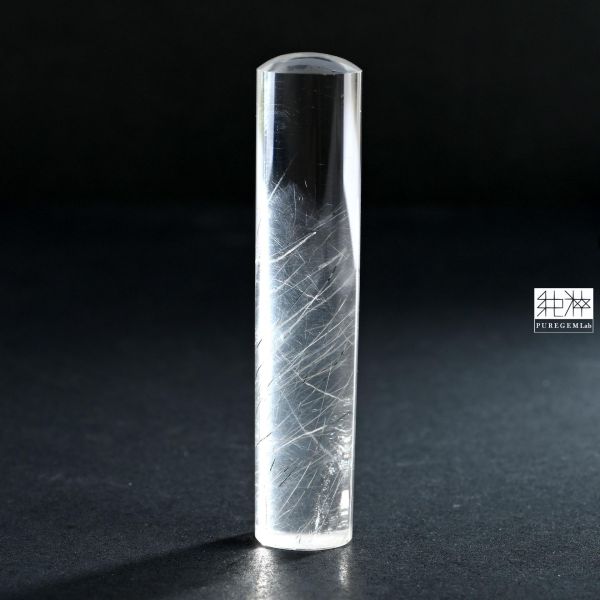 頂級天然銀髮晶與白兔毛稀有共生圓章 銀髮晶,白兔毛
