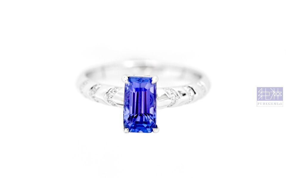 GRC證 / 絕稀收藏品 / 頂端稀有矢車菊藍紫色 Cornflower Blue 丹泉石18K金鑽戒 丹泉石,坦桑石,Tanzanite,Tiffany