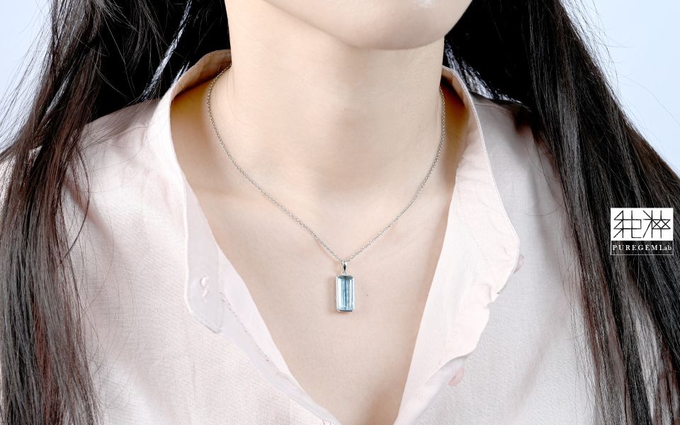 CGRL 證 / 頂級天然聖瑪莉亞海藍寶石18K金墜 綠柱石,海藍寶石,Aquamarine