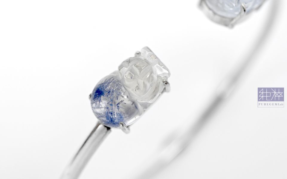 純粹出品 / 頂極淨透藍線石貔貅純銀手環 藍線石,藍線石水晶,藍髮晶,Dumortierite