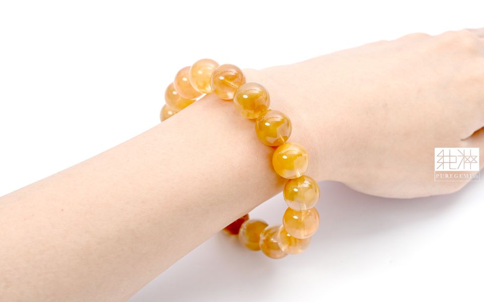 站長私藏 / 頂級稀有天然淨體聚寶盆黃兔毛手珠 髮晶,黃髮晶,金髮晶,黃兔毛髮晶,Quartz with Inclusions