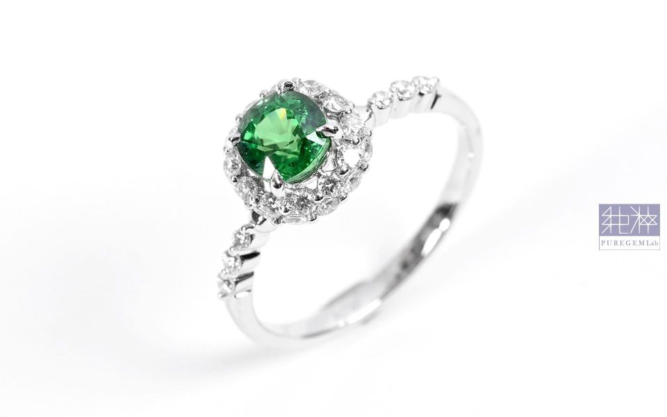 CGRL證 / 頂級天然稀有 Amazon Green 沙佛萊石18K金鑽石戒 沙弗萊石,Tsavorite