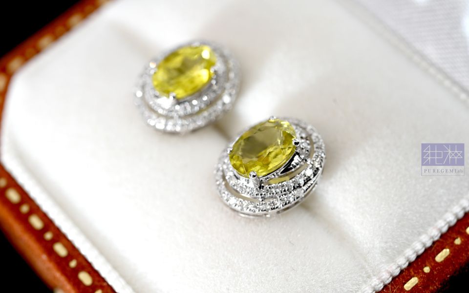 CGRL證 / 頂級天然稀有 Canary Yellow 金絲雀黃碧璽18K真鑽耳環 金絲雀黃碧璽,Canary Yellow,鑽石