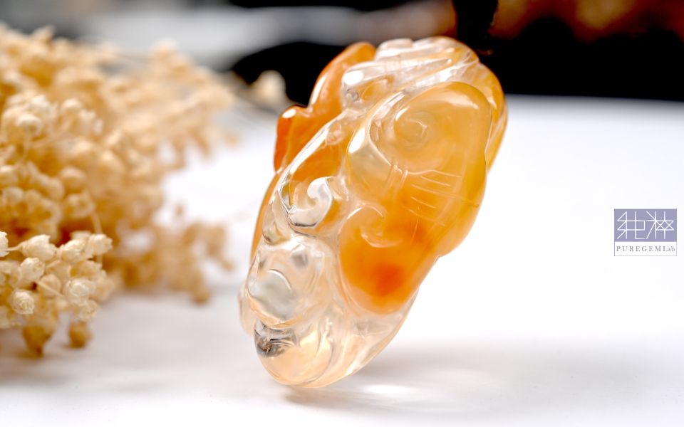 頂級天然黃兔毛福到如意墜 髮晶,黃髮晶,黃髮晶,黃兔毛髮晶,Quartz with Inclusions