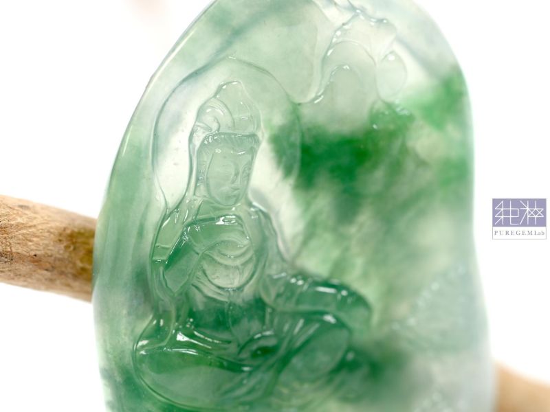 頂級天然緬甸A貨正冰種綠飄花觀音翡翠18K金墜 翡翠,玉,硬玉,jade,紫翡,黃翡,紅翡,陽綠,老坑,冰種,手鐲,平安扣,無事牌,緬甸,A貨,Jadeite(Jade)