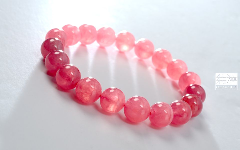 頂級阿根廷產地全玉化紅紋石手珠 紅紋石,菱錳礦,印加玫瑰