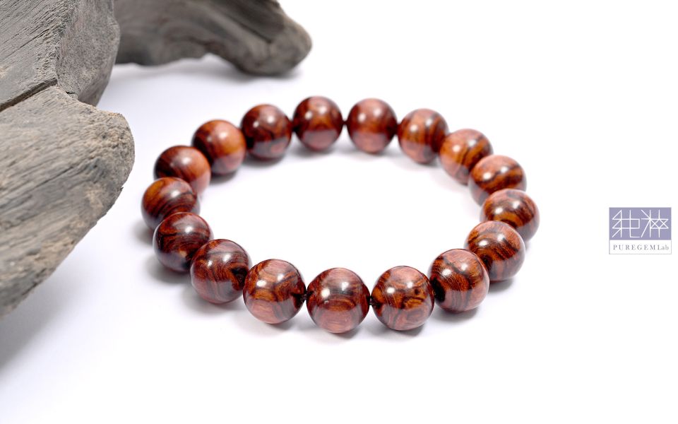 頂級降香正海南黃花梨稀有閃電紋對鬼眼手珠 海南黃花梨,鬼眼