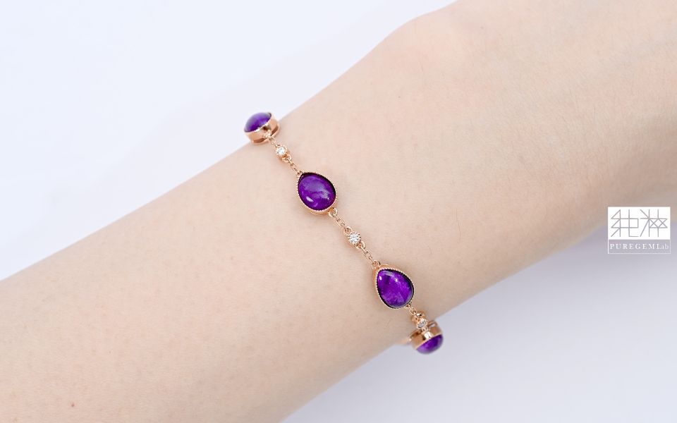 最高精品級別 / 頂級老料正皇家紫舒俱錸18K金手鍊 舒俱萊,舒俱徠,蘇紀石