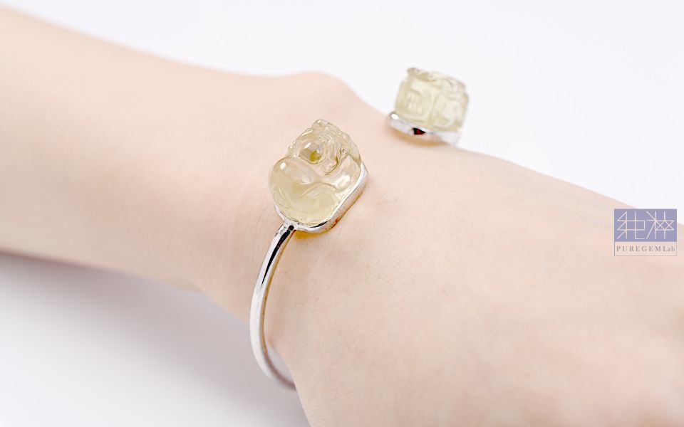 設計師款 / 頂級淨透濃郁利比亞黃金隕石福祿雙全貔貅手環 利比亞黃金隕石,沙漠玻璃,隕石,Libyan tektites,Libyan Gold Tektite,Libyan Desert glass