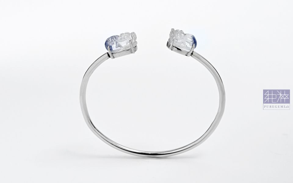 純粹出品 / 頂極淨透藍線石貔貅純銀手環 藍線石,藍線石水晶,藍髮晶,Dumortierite