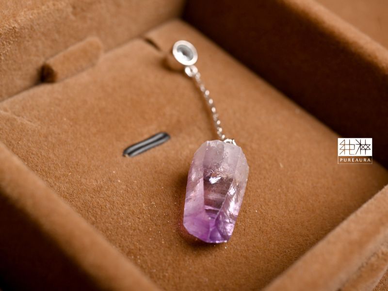 頂端稀有克魯茲紫晶體耳環 紫水晶,Amethyst